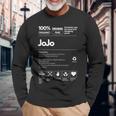 Jojo名札 皮肉な名前 ジョジョの栄養成分 長袖Tシャツ 高齢者への贈り物