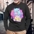 Kawaii Gamer ネコガール メンヘラ 美的パステル ゴス キュート 長袖Tシャツ 高齢者への贈り物