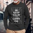 Keep Calm And Carry On 落ち着いてキャリーオン 英国の輪郭の旗 長袖Tシャツ 高齢者への贈り物
