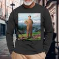 Kim Jong Il Kim Jong Un Humour North Korea 長袖Tシャツ 高齢者への贈り物