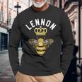 Lennon Name Lennon 誕生日プレゼント 女王冠 蜂 レノン 長袖Tシャツ 高齢者への贈り物