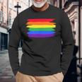 Lgbt ハートにレインボーフラッグ 長袖Tシャツ 高齢者への贈り物
