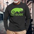 Linux Opensuse ラバーtシャツ タグライン&ロゴ オープンソースos 長袖Tシャツ 高齢者への贈り物