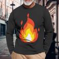 Lit Fire Flame ホットバーニングビーチパーティー 長袖Tシャツ 高齢者への贈り物