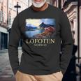 Lofoten ノルウェー キャビン ノルディック フィヨルド ベルゲン オーロラ 長袖Tシャツ 高齢者への贈り物