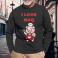 I Love Bbq グリル & スモーカー 長袖Tシャツ 高齢者への贈り物