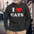 I Love Cats I Heart Cats 長袖Tシャツ 高齢者への贈り物