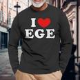 I Love Ege 私は愛する Ege 長袖Tシャツ 高齢者への贈り物