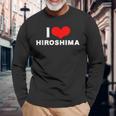 I Love Hiroshima 愛 ハート 広島 広島県 日本 お土産 かわいい おしゃれ 長袖Tシャツ 高齢者への贈り物