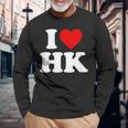 I Love Hk Heart Hong Kong 長袖Tシャツ 高齢者への贈り物