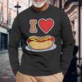 I Love Hot Dog 私はホットドッグを愛している ホットドッグ 長袖Tシャツ 高齢者への贈り物