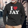 I Love Jay I Heart Jay レッドハート 長袖Tシャツ 高齢者への贈り物