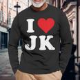 I Love Jk Initials I Heart JK First Last Name J K 長袖Tシャツ 高齢者への贈り物