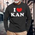 I Love Kan 私は愛する Kan 長袖Tシャツ 高齢者への贈り物