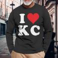 I Love Kc Initials I Heart KC First Last Name K C 長袖Tシャツ 高齢者への贈り物