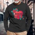 I Love Miami Miami Love Heart & Roses Illustration Graphic 長袖Tシャツ 高齢者への贈り物