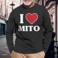 I Love Mito、ハートのある日本の都市 長袖Tシャツ 高齢者への贈り物