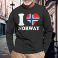 I Love Norwegian Pride ノルウェーのルーツ ノルウェー国旗 長袖Tシャツ 高齢者への贈り物