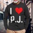 I Love Pj PJ ハート アンティーク調 長袖tシャツ 長袖Tシャツ 高齢者への贈り物