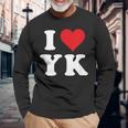 I Love Yk Initials I Heart YK First Last Name Y K 長袖Tシャツ 高齢者への贈り物