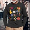 I Loveri Lanka 手描きのスリランカのランドマーク、旗、地図 長袖Tシャツ 高齢者への贈り物