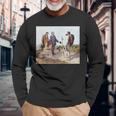 The Meeting Bonjour Monsieur Courbet ギュスターヴ・クールベ作 長袖Tシャツ 高齢者への贈り物
