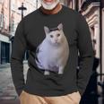 Meme Huh Catミームハァキャット面白い 長袖Tシャツ 高齢者への贈り物