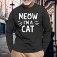 Meow I'm Cat おもしろい子猫好きデザイン 長袖Tシャツ 高齢者への贈り物