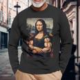 Mona Lisa 上腕二頭筋 ボディービル ジム ワークアウト 面白い モナリザ 長袖Tシャツ 高齢者への贈り物