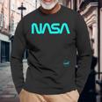 Nasaワームと記章のロゴ 長袖Tシャツ 高齢者への贈り物