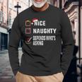 Nice Naughty Depends Who's Asking クリスマスリスト サンタ クリスマス 長袖Tシャツ 高齢者への贈り物