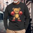 Oso De Peluche Juguetón Con Guantes De Boxeo Para Un Desafío Divertido Camiseta de manga larga Regalos para ancianos