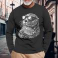 Otter サングラス おもしろい かわいい 動物 ラッコ 恋人 長袖Tシャツ 高齢者への贈り物