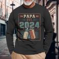 Papa Est 2024 初めてのパパ 父の日 新しい父親の父性 長袖Tシャツ 高齢者への贈り物