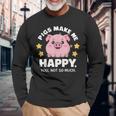 Pigs Make You Happymile かわいい 子豚 恋人 おもしろ豚 長袖Tシャツ 高齢者への贈り物