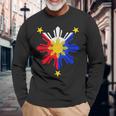 Pinoy フィリピン国旗 太陽 長袖Tシャツ 高齢者への贈り物