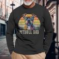Pitbull Dad Dog Lover カラフル アーティスティック ピットブルのオーナー。 長袖Tシャツ 高齢者への贈り物