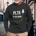 Pltr To The Moontock Ticker Wsb 面白いミーム 長袖Tシャツ 高齢者への贈り物