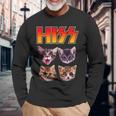 Hiss Cat Cat Lover Kittens Rock Music Cat Hiss 長袖Tシャツ 高齢者への贈り物