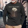Save The Planet かわいいラッコ。 長袖Tシャツ 高齢者への贈り物