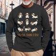 Shih Tzu ヨガシャツ シーズー ヨガポーズ 瞑想 長袖Tシャツ 高齢者への贈り物