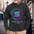Solanaolコイン暗号ロゴブロックチェーン ソラナ 長袖Tシャツ 高齢者への贈り物