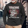 Taco Lovers バレンタインデー シュガースカル キューピッド メキシカンアート 長袖Tシャツ 高齢者への贈り物