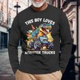 This Boy Loves Monster Trucks 恐竜モンスタートラック 長袖Tシャツ 高齢者への贈り物