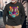 Tigre Arte Zoo Colorido Animal Tigre Camiseta de manga larga Regalos para ancianos