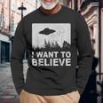I Want To Believe I Aliens Ufo エリア 51 Roswell 長袖Tシャツ 高齢者への贈り物