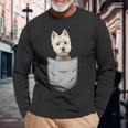 Westie ホワイトハイランドテリアポケット 犬の飼い主用 長袖Tシャツ 高齢者への贈り物