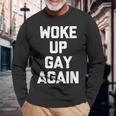 Woke Up Gay Again ayingarcastic Gay Pride Gay 長袖Tシャツ 高齢者への贈り物