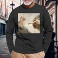 おかしな猫 神 創造 アダム ミーム イエス 長袖Tシャツ 高齢者への贈り物
