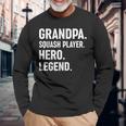 おじいちゃんスカッシュプレイヤーヒーローレジェンド-おじいちゃんスカッシュ 長袖Tシャツ 高齢者への贈り物